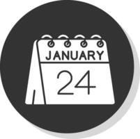 24 do janeiro glifo cinzento círculo ícone vetor
