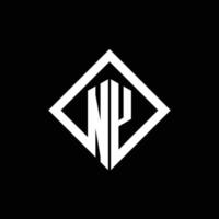 Monograma de logotipo ny com modelo de design de estilo giratório quadrado vetor