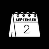 2º do setembro glifo invertido ícone vetor