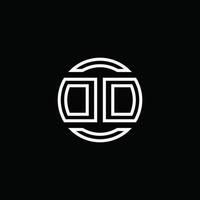 Monograma do logotipo dd com modelo de design arredondado de círculo de espaço negativo vetor