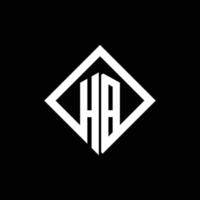 Monograma de logotipo hb com modelo de design de estilo de rotação quadrada vetor