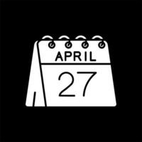 Dia 27 do abril glifo invertido ícone vetor