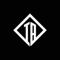 Monograma do logotipo ib com modelo de design estilo quadrado giratório vetor