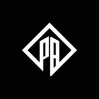 Monograma de logotipo pb com modelo de design de estilo de rotação quadrada vetor