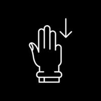 três dedos para baixo linha ícone invertido vetor
