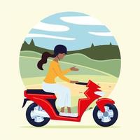 mulher em motocicleta vetor