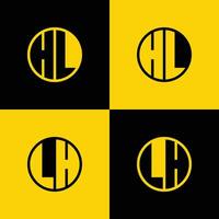 simples hl e lh cartas círculo logotipo definir, adequado para o negócio com hl e lh iniciais vetor