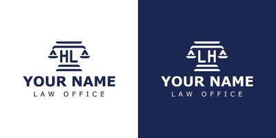 carta hl e lh legal logotipo, adequado para advogado, jurídico, ou justiça com hl ou lh iniciais vetor