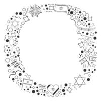 quadro com ícones de linha fina preta do dia da independência de israel feriado design plano vetor