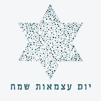 padrão de pontos de design plano de feriado do dia da independência de israel em formato de estrela de David com texto em hebraico vetor