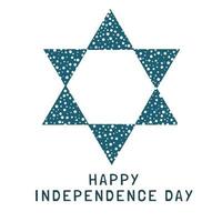 ícone de design plano de feriado do dia da independência de israel forma estrela de David com padrão de pontos com texto em inglês vetor