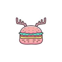 hambúrguer com ilustração de hambúrguer de chifre de veado. gráficos vetoriais para impressões de camisetas e outros usos. vetor