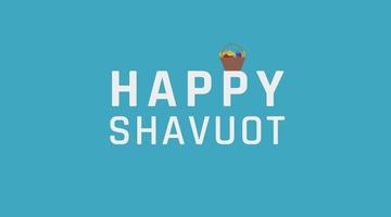 Saudação de feriado shavuot com ícone de cesta de vime da colheita e texto em inglês vetor