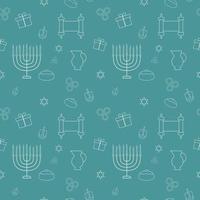 hanukkah feriado design plano branco linha fina ícones padrão sem emenda vetor