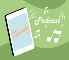 podcast de música para smartphone vetor