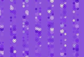 fundo vector roxo claro com flocos de neve de Natal.