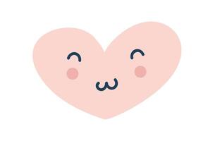 Rosa feliz coração amor emoji ícone. objeto símbolo plano vetor arte. desenho animado elemento para rede projeto, poster, cumprimento cartão, dia dos namorados dia, Casamento