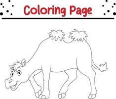 fofa camelo coloração página para crianças vetor
