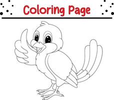 fofa pássaro coloração página para crianças vetor