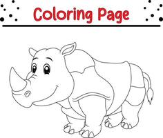 grande rinoceronte coloração página para crianças vetor