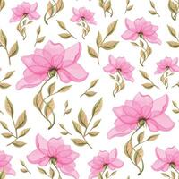 estilizado flor, delicado, Rosa com verde folhas. desatado padrão, em uma branco fundo, primavera, luz, simples. aquarela. para tecido, têxteis papel de parede papel scrapbooking roupas vetor