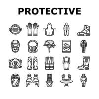 ppe protetora segurança kit ícones conjunto vetor