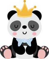 bebê Garoto panda sentado com coroa vetor