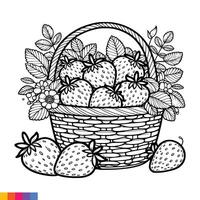 fruta cesta linha arte ilustração para a coloração livro. frutas coloração página. vetor gráficos