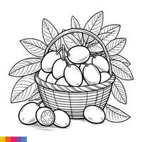 fruta cesta linha arte ilustração para a coloração livro. frutas coloração página. vetor gráficos