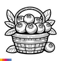 fruta cesta linha arte ilustração para a coloração livro. frutas coloração página. vetor gráficos