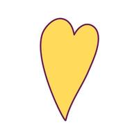 amarelo desenho animado mão desenhado vetor coração elemento
