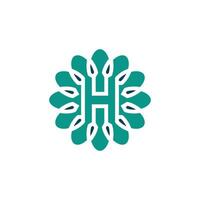 moderno carta h natural flor folha logotipo vetor