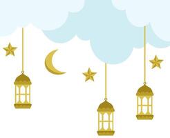 Ramadhan lanterna quadro, Armação fundo ilustração vetor