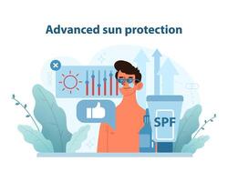 avançado Sol proteção ilustração. integrando spf inovação com cuidados com a pele. vetor