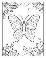 lindo borboleta coloração página vetor