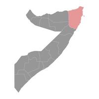 bari região mapa, administrativo divisão do Somália. vetor ilustração.