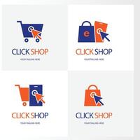 compras carrinho logotipo e compras bolsas logotipo vetor