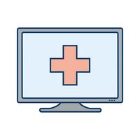 Ícone de ajuda médica on-line de vetor