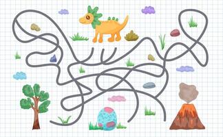 Labirinto jogos para crianças com dinossauro vetor