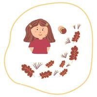 crianças desenhando menina e flores clipart vetor