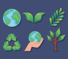 seis ícones ecológicos vetor