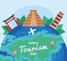 cartão postal do dia mundial do turismo vetor