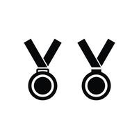 medalha ícone vetor silhueta com fita