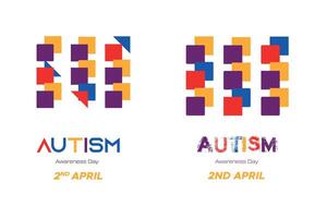 vetor conjunto do multicolorido logotipo para autismo consciência dia