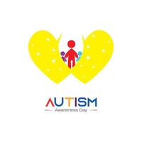 crianças Cuidado, família, caridade vetor logotipo emblema Projeto modelo para autismo consciência