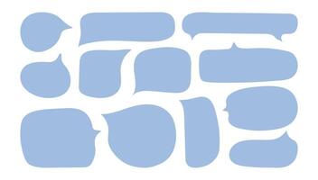 discurso bolhas dentro rabisco minimalista estilo. nuvem caixa de texto definir. mão desenhado azul texto Comente caixa coleção vetor