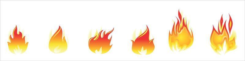 desenho de chamas de fogo plano vetor