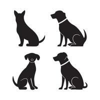 conjunto do sentado cachorro silhueta vetor arte ilustração