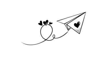 conjunto de ícone de avião de papel doodle. mão desenhar avião de papel. ilustração vetorial. vetor