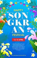 feliz songkran poster modelo vetor